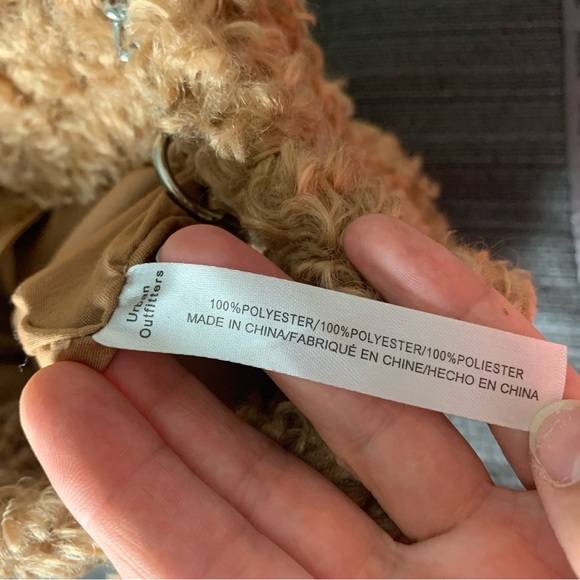 Urban Outfitters Serena Teddy Faux Fur Mini Tote Crossbody Bag with Chain Tan - Picture 13 of 14